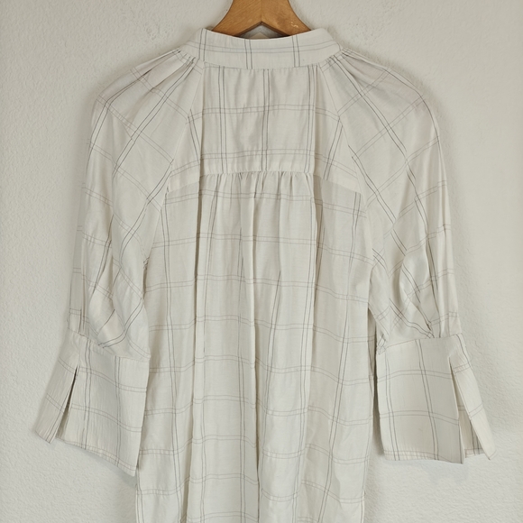 Anthropologie Textured Cotton Peasant Blouse Ivory Boho Minaminlist Relaxed Top - Picture 15 of 16